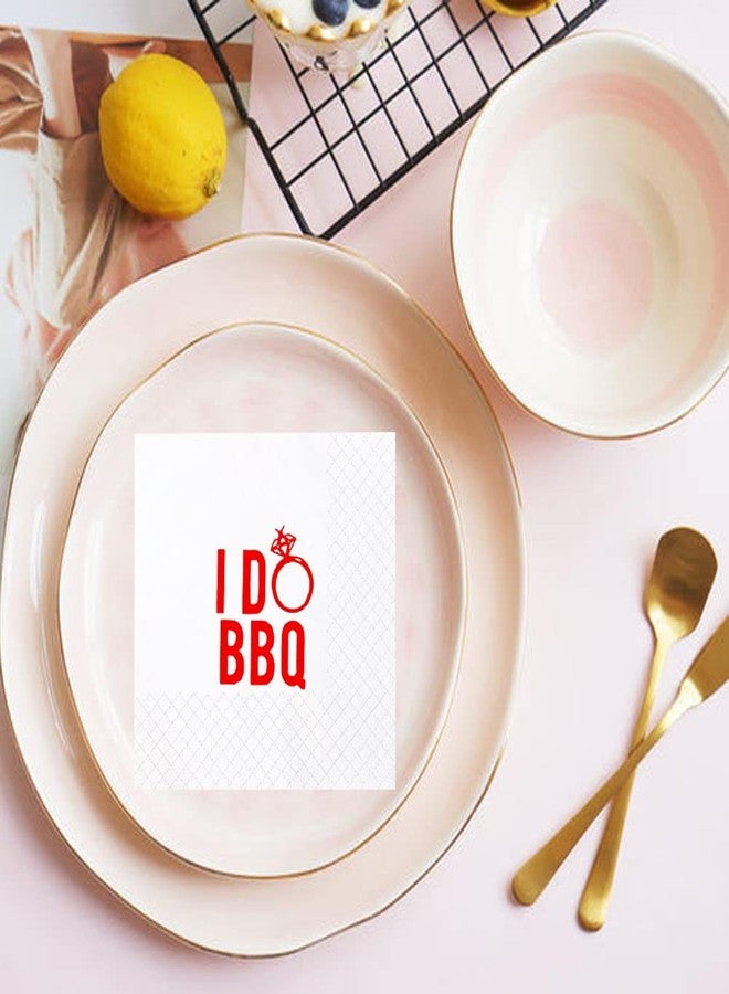 Geloar I Do BBQ Cocktail Napkins, 100 Pack Red I Do BBQ Disposable Paper Cocktail Beverage Napkins in Bulk for Engagement Wedding Bar Rehearsal Dinner Bridal Shower Party Decor | 2-Ply, 5x5 Inches - Image 4